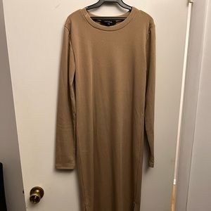Lord and taylor tan long body con dress